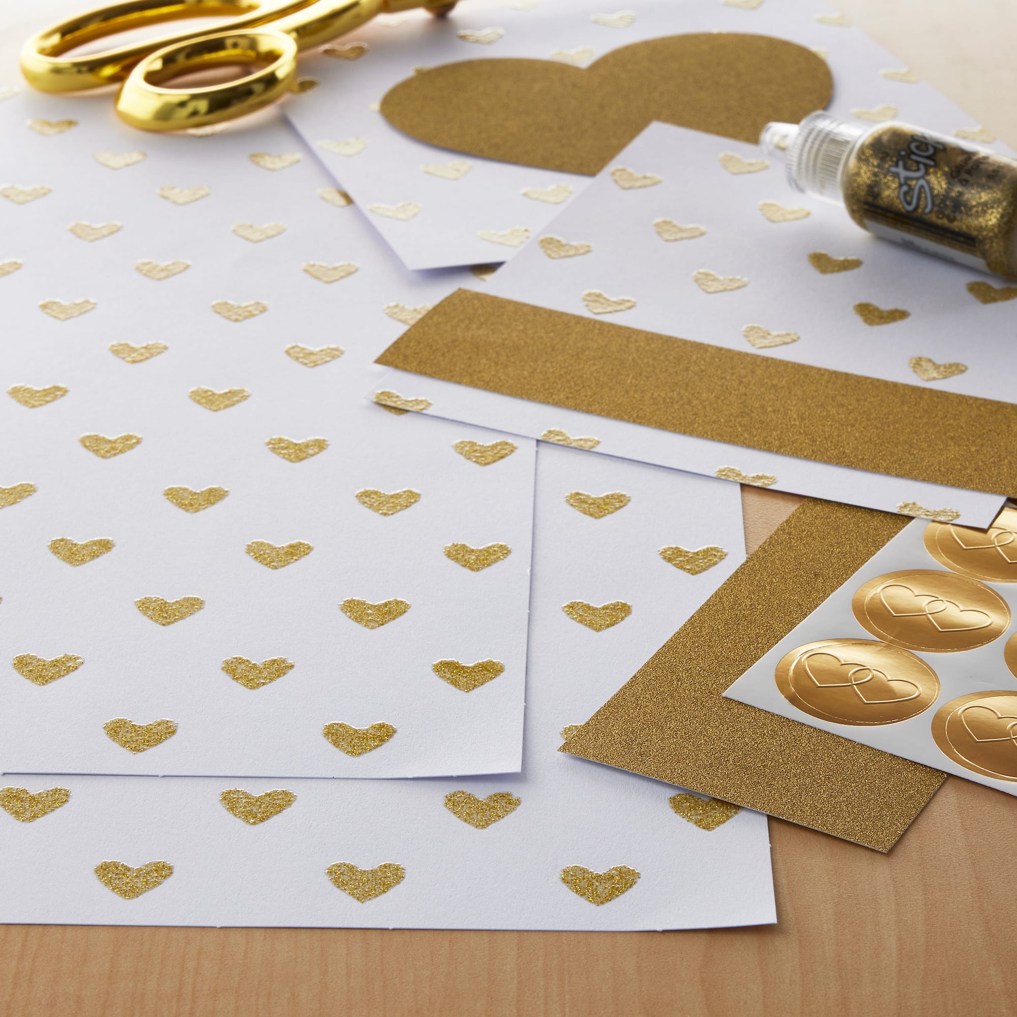 24 Pack: Glitter Heart Cardstock Paper by Recollections